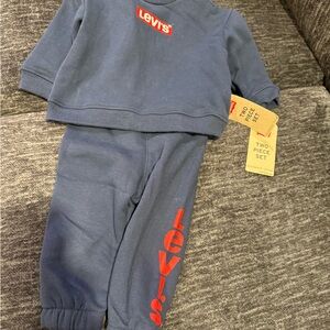 Levi's Kids Navy Jogger Set with Red Logo